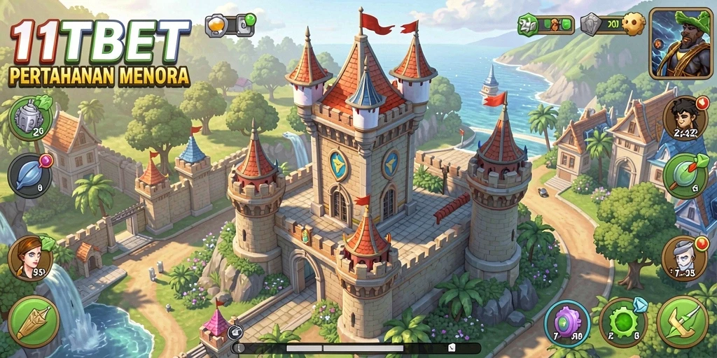Gameplay seru di 11TBET dengan menara dan musuh yang beragam.