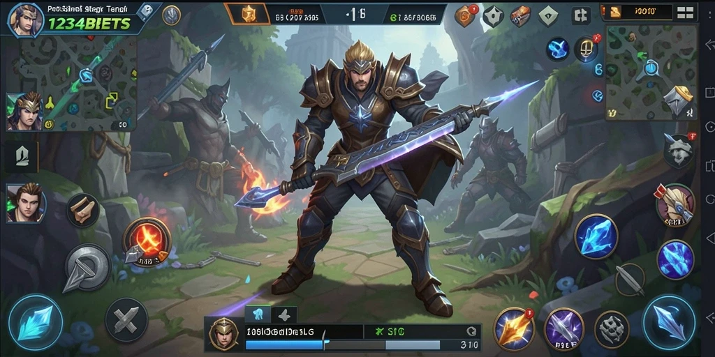 Screenshot menunjukkan aksi pertempuran epik dalam 1234BETS.