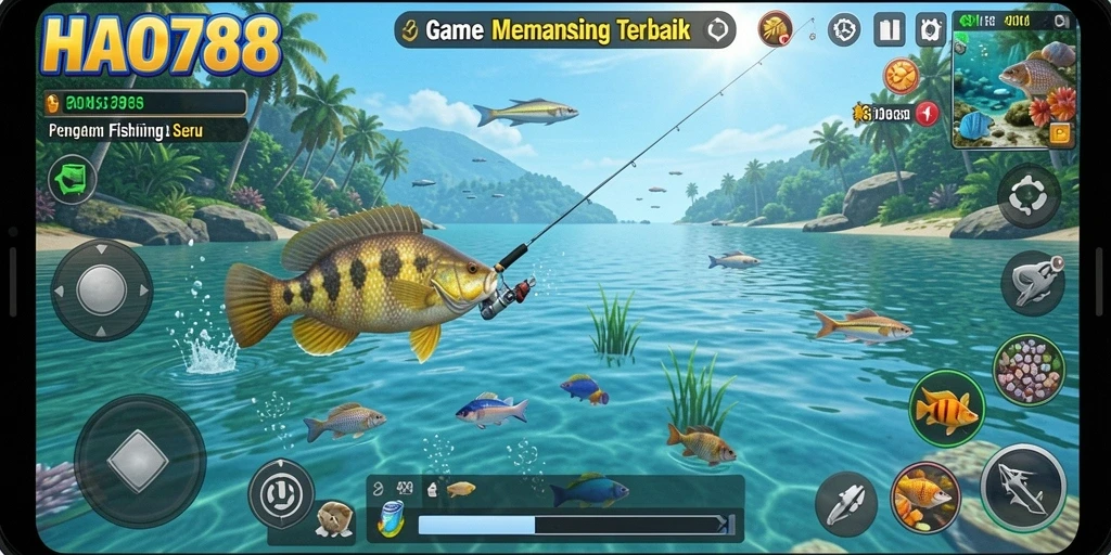 Tampilan gameplay HAO788 yang menggambarkan aksi memancing yang seru.