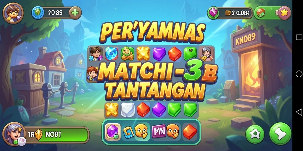 Screenshot KNO89 menampilkan gameplay seru dari permainan Match-3.
