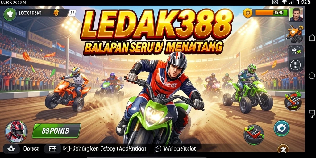 Screenshot gameplay LEDAK388 menampilkan aksi balapan yang mendebarkan.