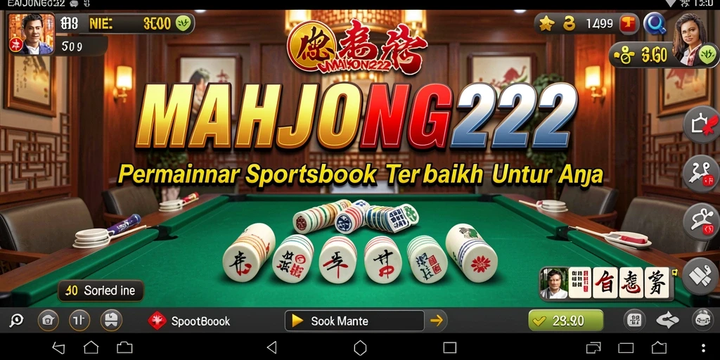 Tampilan gameplay seru di aplikasi MAHJONG222 untuk taruhan olahraga.