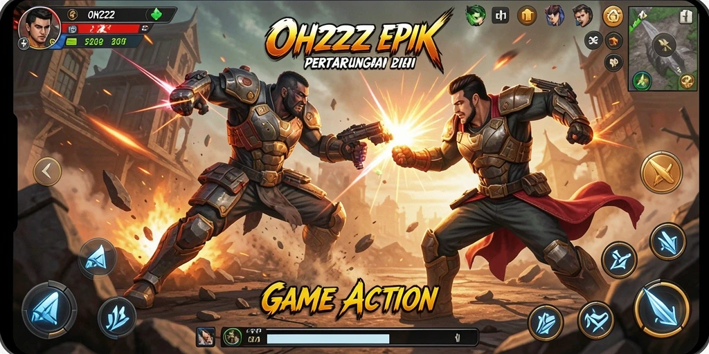 Gameplay mendebarkan di OH222 menunjukkan pertarungan intens dan karakter unik.