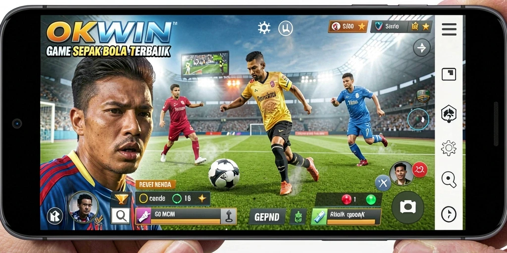 Tampilan gameplay sepak bola yang seru dan dinamis di OKWIN.