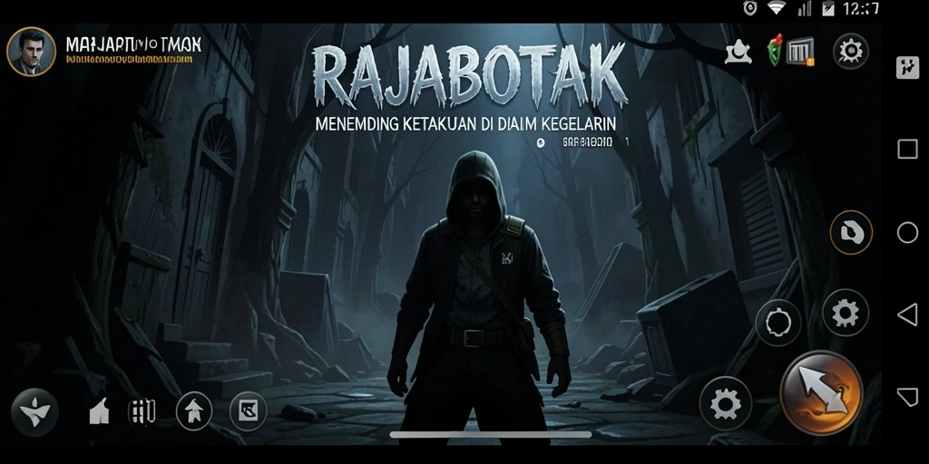 Screenshot menampilkan suasana menakutkan dari RAJABOTAK saat gameplay.