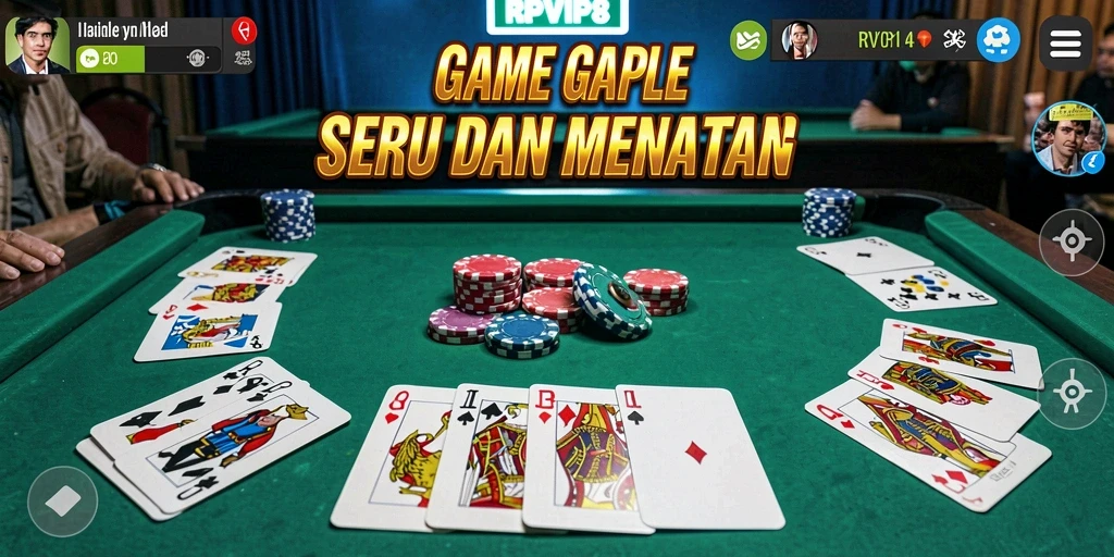Screenshot gameplay RPVIP8 menampilkan aksi pertarungan Gaple yang seru.