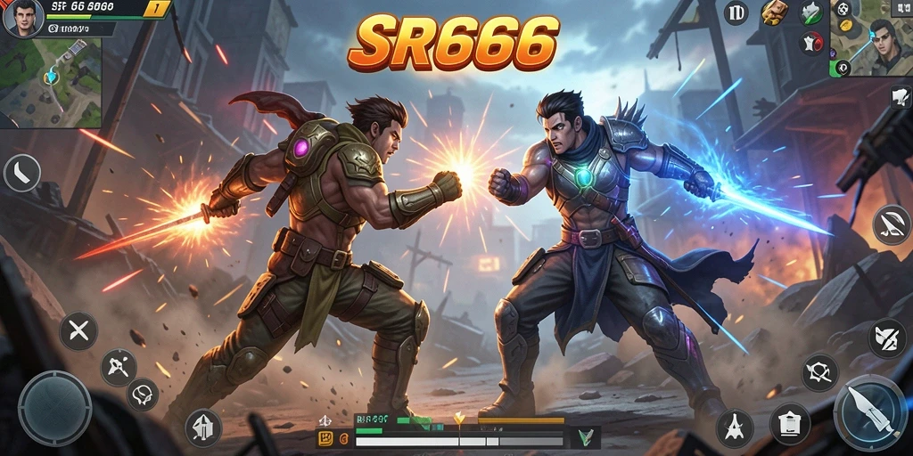 Tangkapan layar SR6666 menampilkan aksi intens dalam pertempuran.