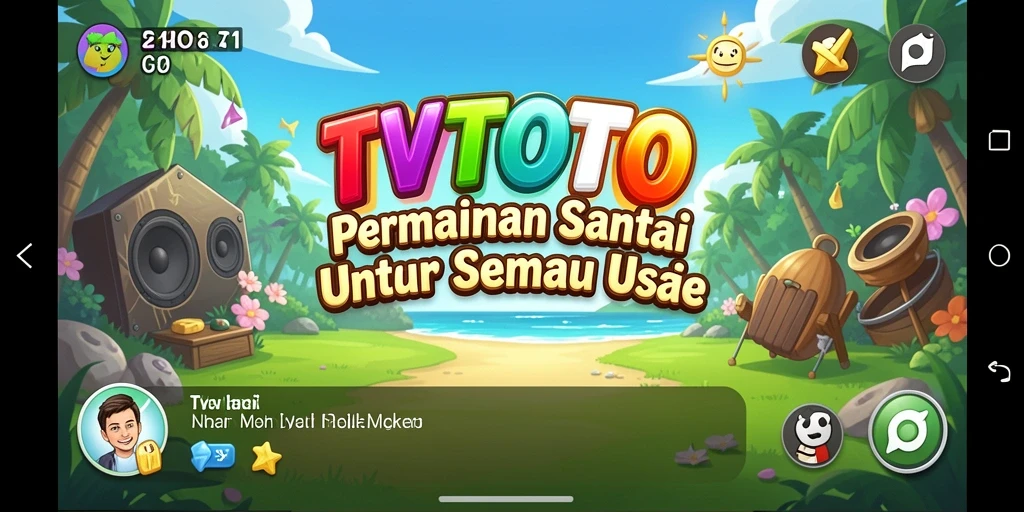 Tampilan gameplay TVTOTO yang ceria dan menyenangkan.
